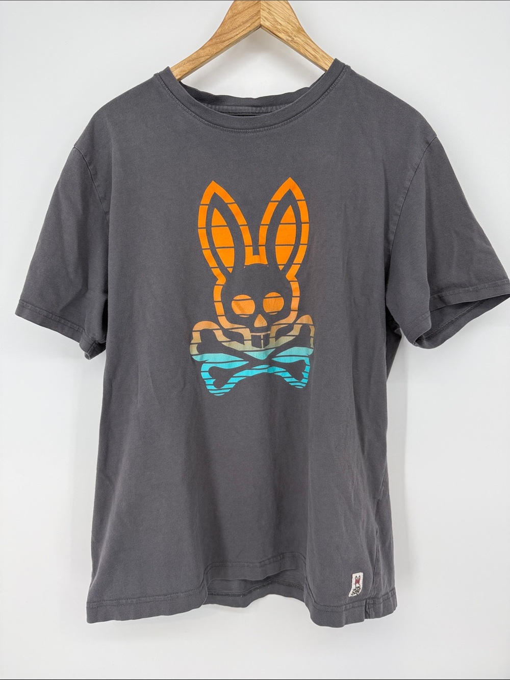 Psycho Bunny Gray Tee with White Logo Print